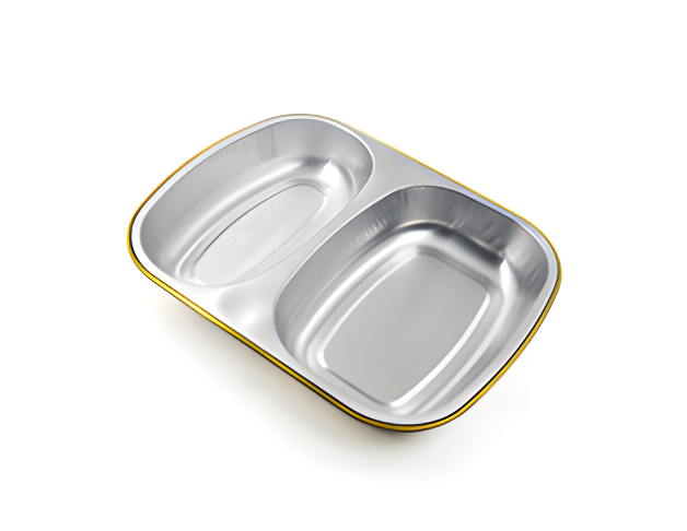 Foil Containers Hub FCH-C350-2C - Two-Compartment Tray (12OZ / 350ML)
