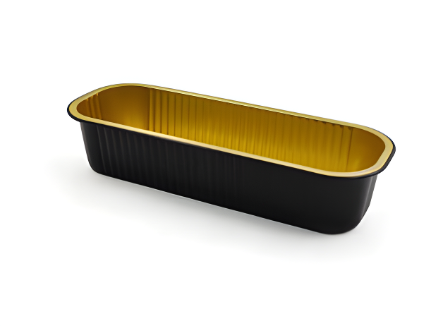 Foil Containers Hub FCH-C960G - Gold/Black Rectangular Container (33OZ / 960ML)