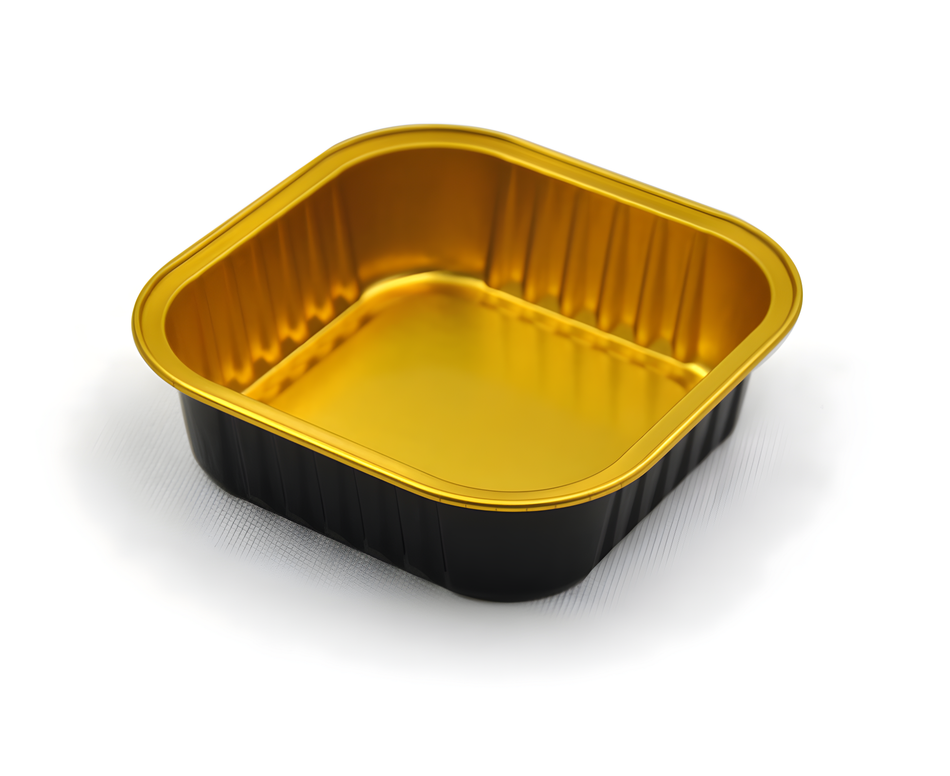 Foil Containers Hub FCH-S240G - Gold/Black Square Muffin Container (8OZ / 240ML)